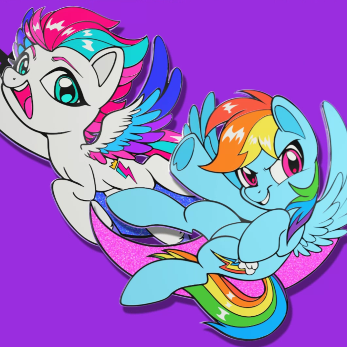 Zipp Storm and Rainbow Dash Full Body Pins