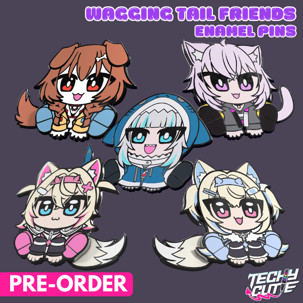 Hololive Wagging Tail Pins [Pre-Order]